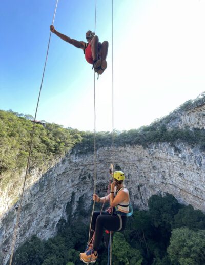 Repelling down Sima de Las Cotorras, Chiapas Mexico