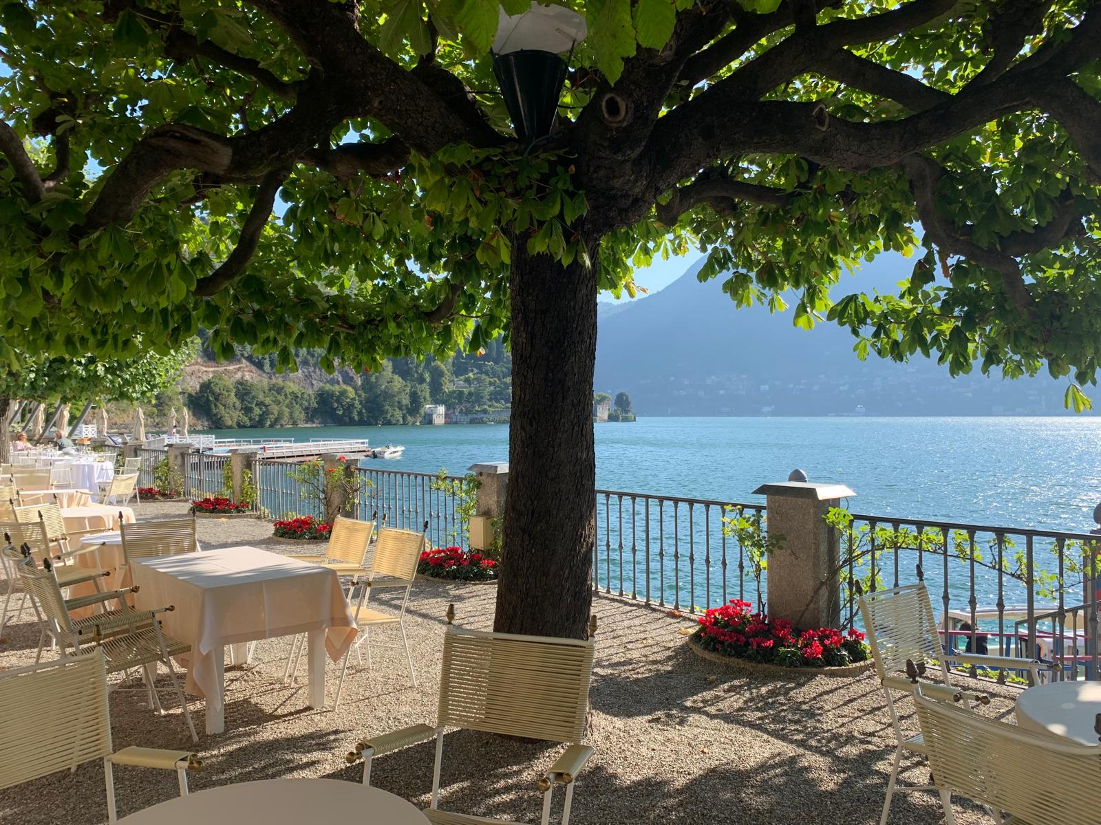 View from the restaurant at Villa d'Este in Cernobbio.